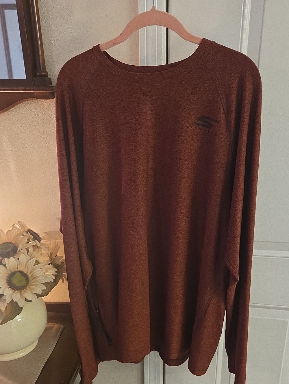 Skechers Heathered Rust Performance Long Sleeve Top
